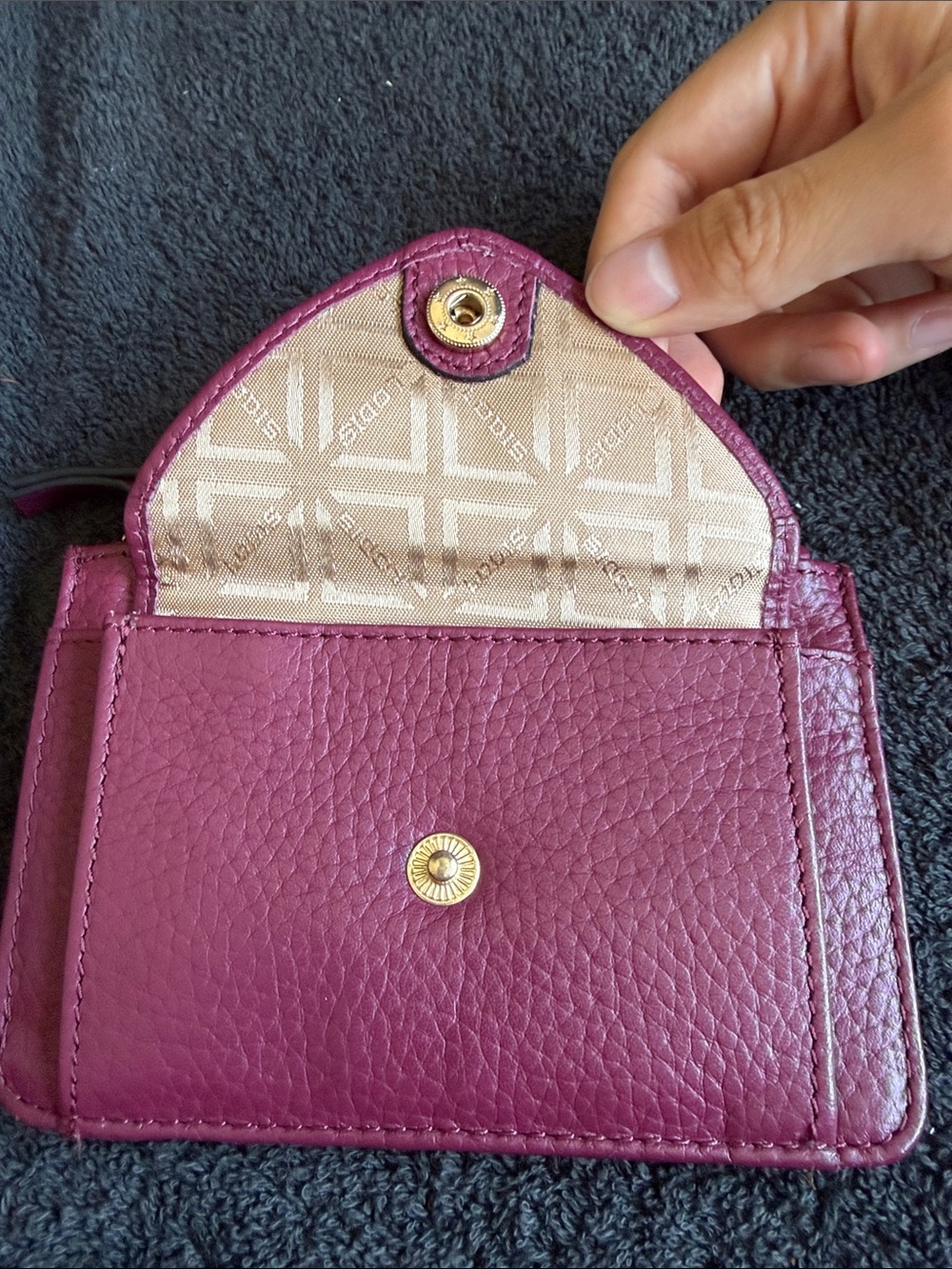 Lodis Fuchsia Leather Card Case with Snap Pocket - Picture 6 of 8
